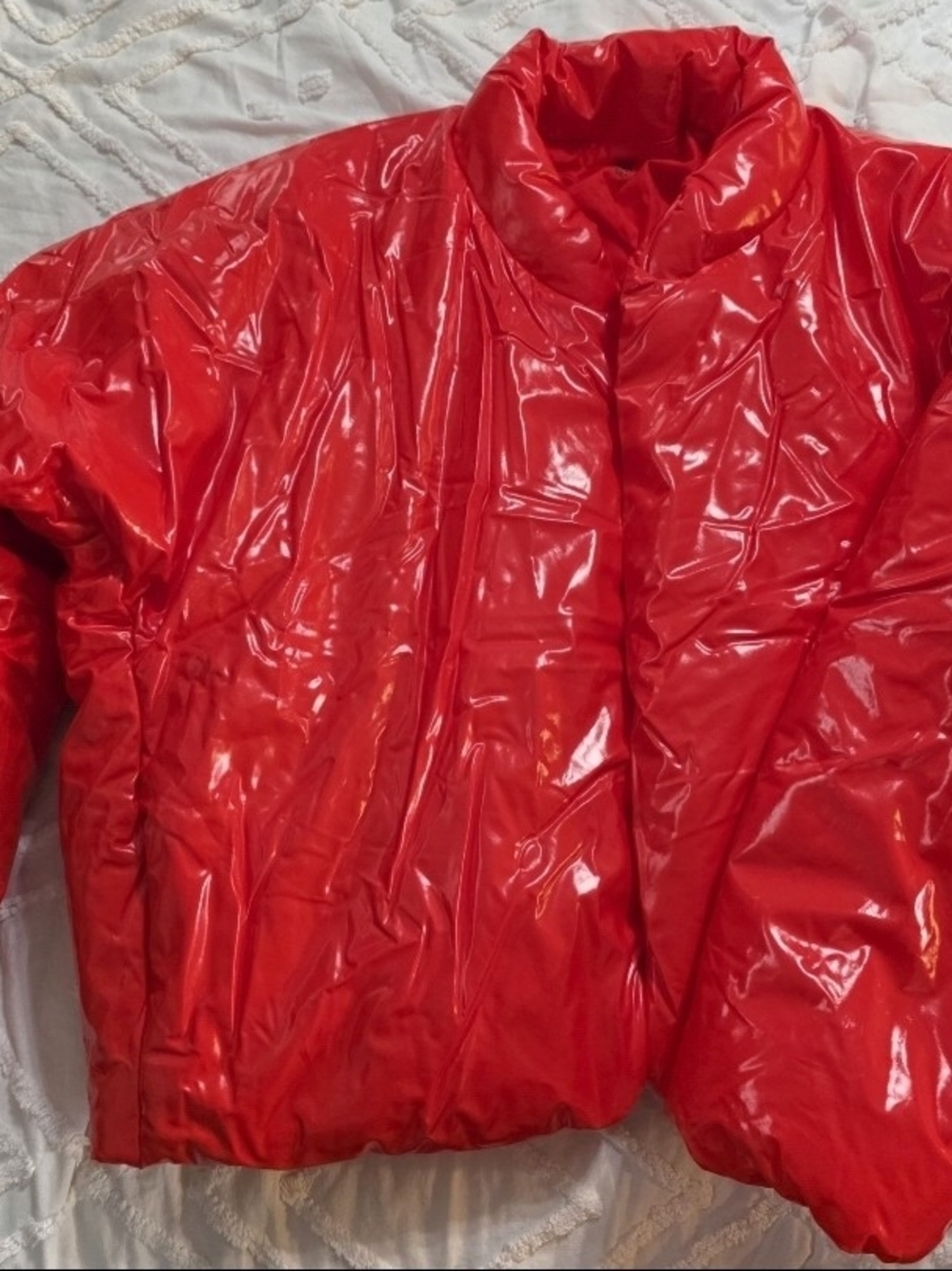 Red/Orange Men's YZY Gap Shiny Puffer Jacket